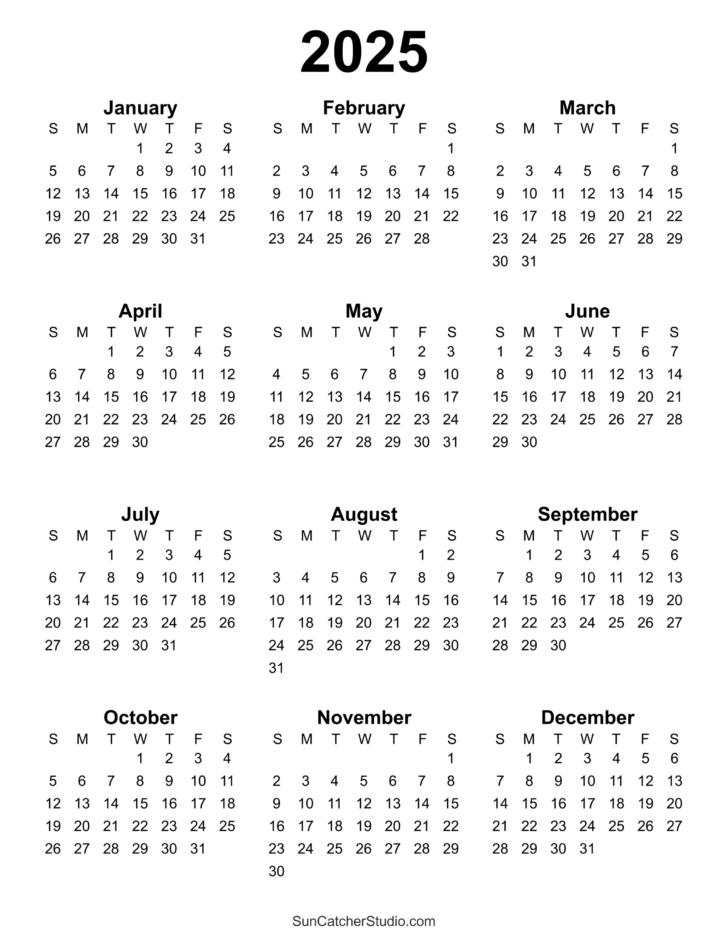 Printable Calendar 2025 Gratis