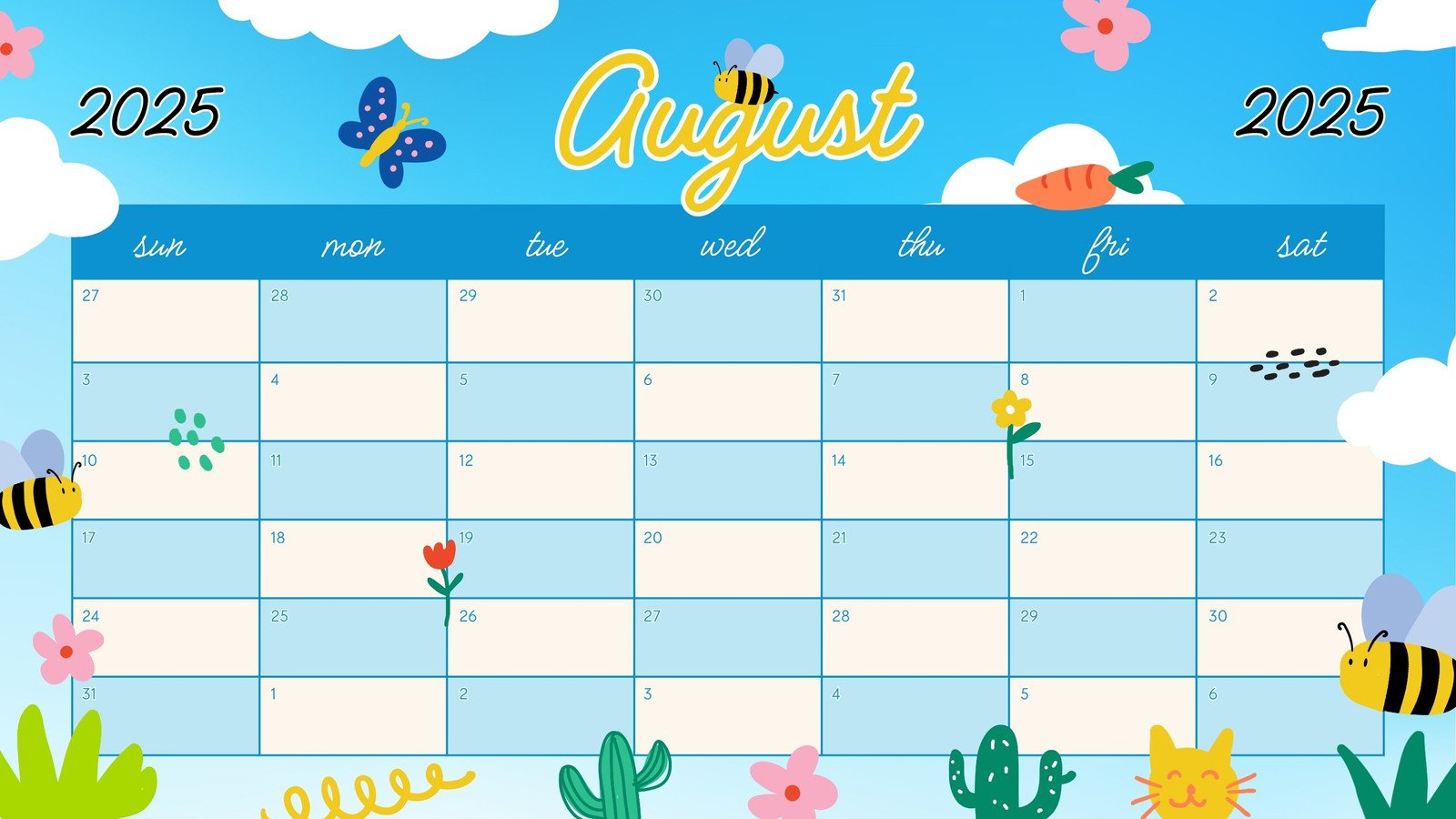Free Printable August 2025 Calendar Templates | Canva with regard to August Theme For Calendar 2025