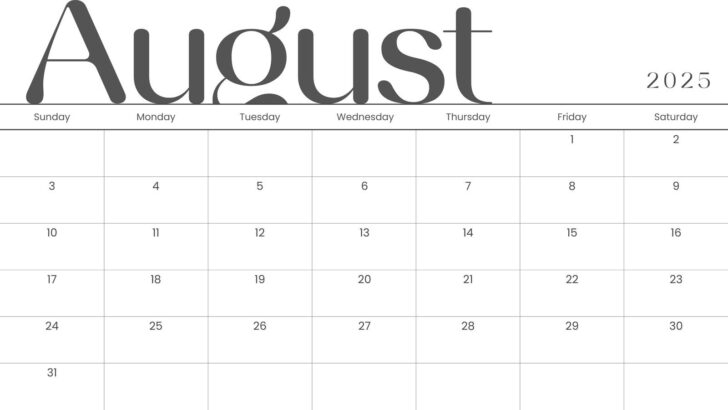 Free Printable Calendar August 2025