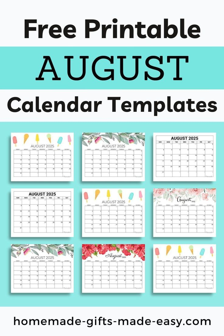 Free Printable August 2025 Calendar With Holidays | Homemade Gifts regarding Printable Calendar 2025 Homemade Gifts Made Easy