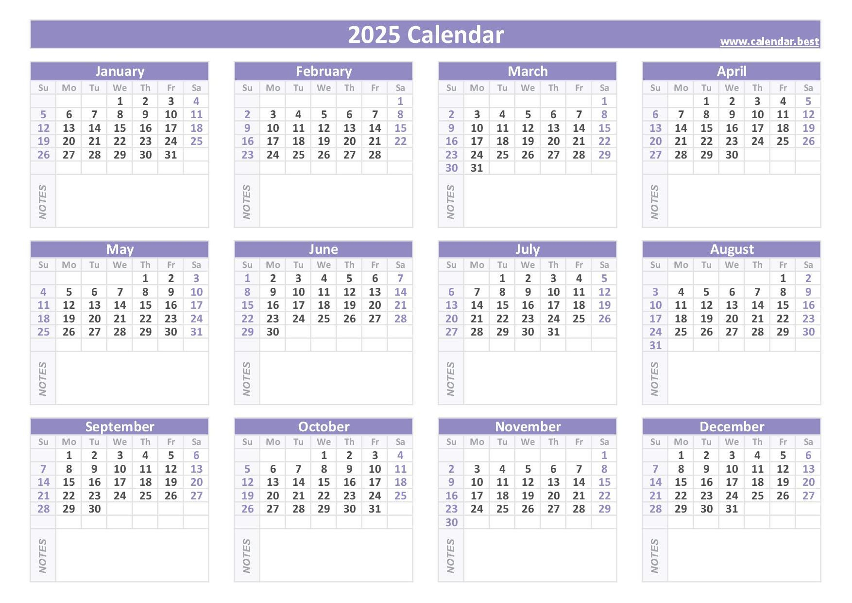 Free Printable Calendars 2025 &amp;amp; 2026 🗓 | Plan Ahead &amp;amp; Stay intended for Printable Calendar 2025 Notes