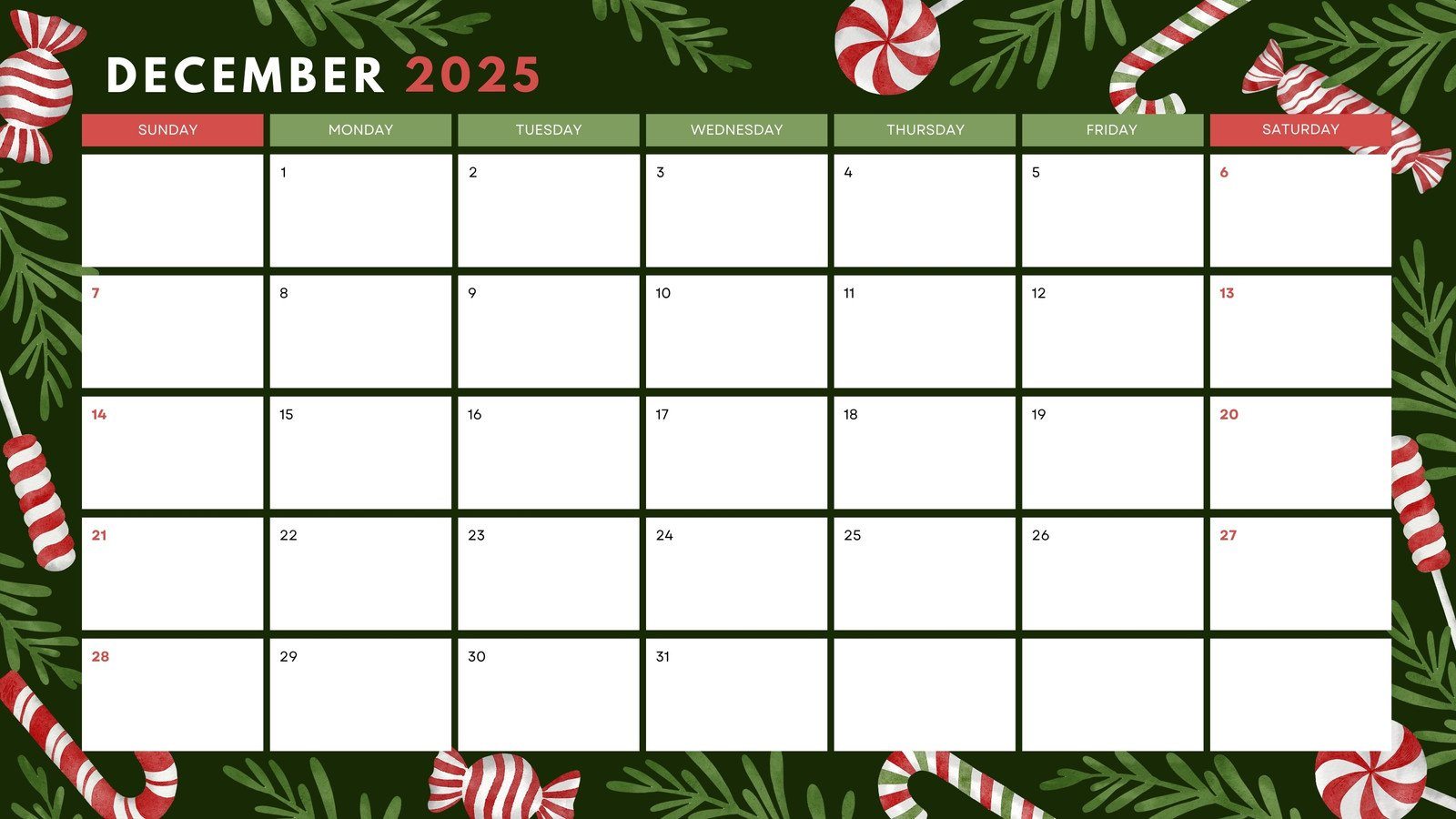 Free, Printable December 2025 Calendar Templates | Canva intended for December Printable Calendar 2025