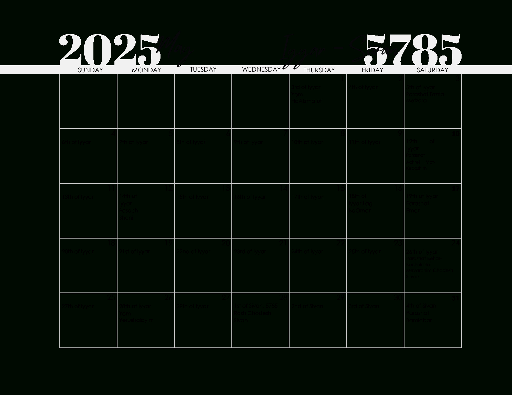 Free Printable Jewish Calendar 2024 And 2025 within Printable Jewish Calendar 2025