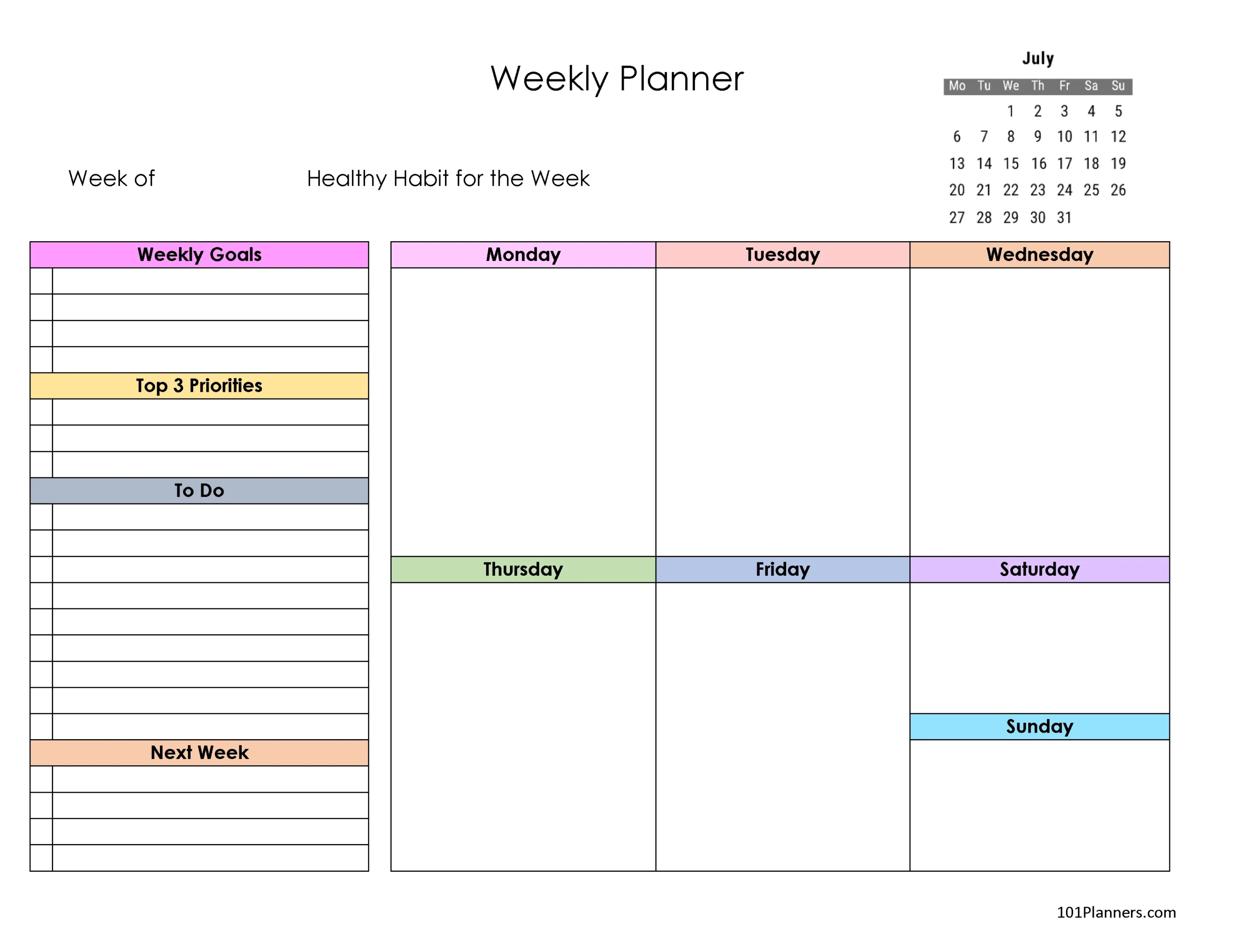 Free Printable July 2025 Calendar | Customize Online with July Weekly Calendar Printable 2025