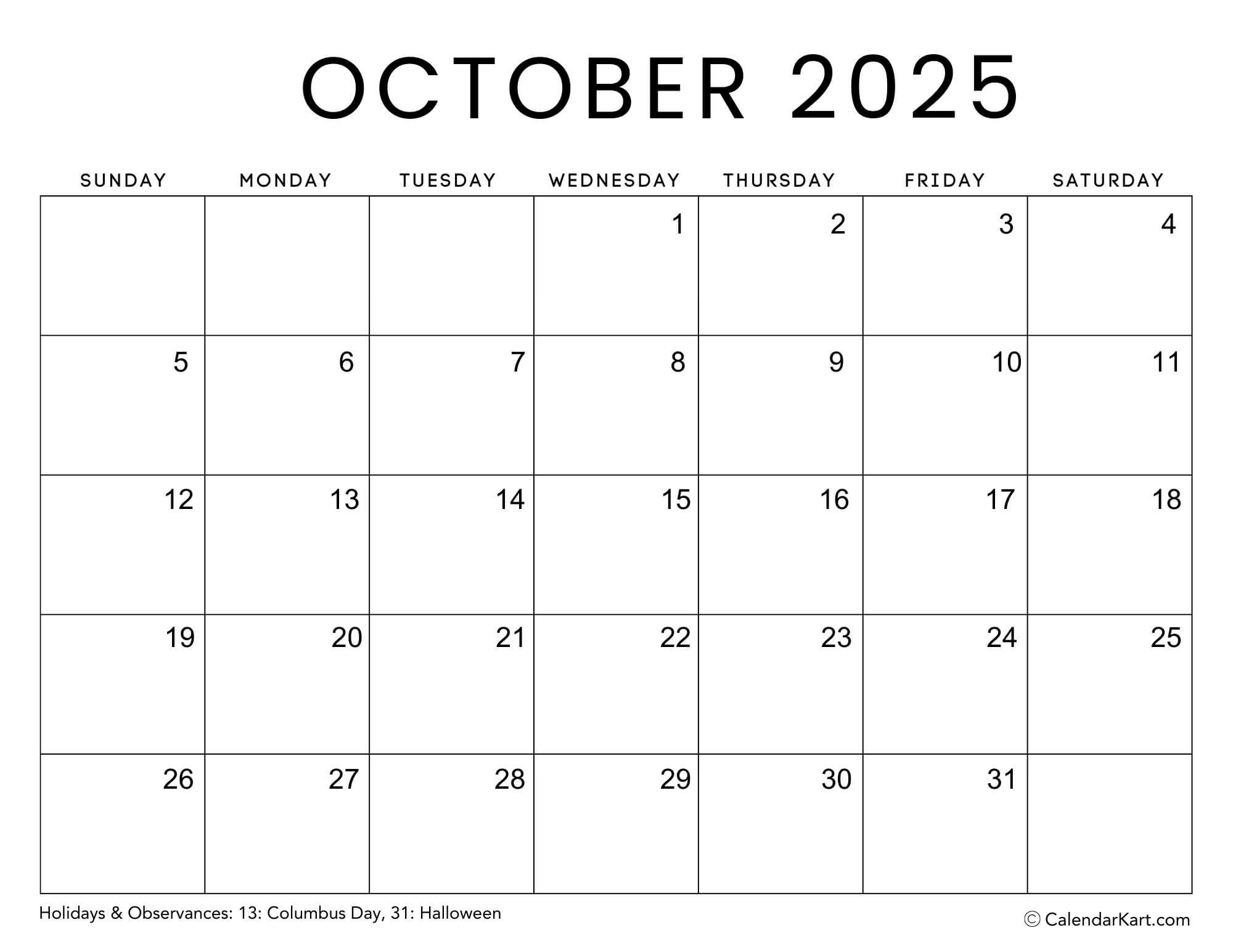 Free Printable Monthly Calendars 2025 - Calendarkart with regard to Free Printable Bill Calendar 2025