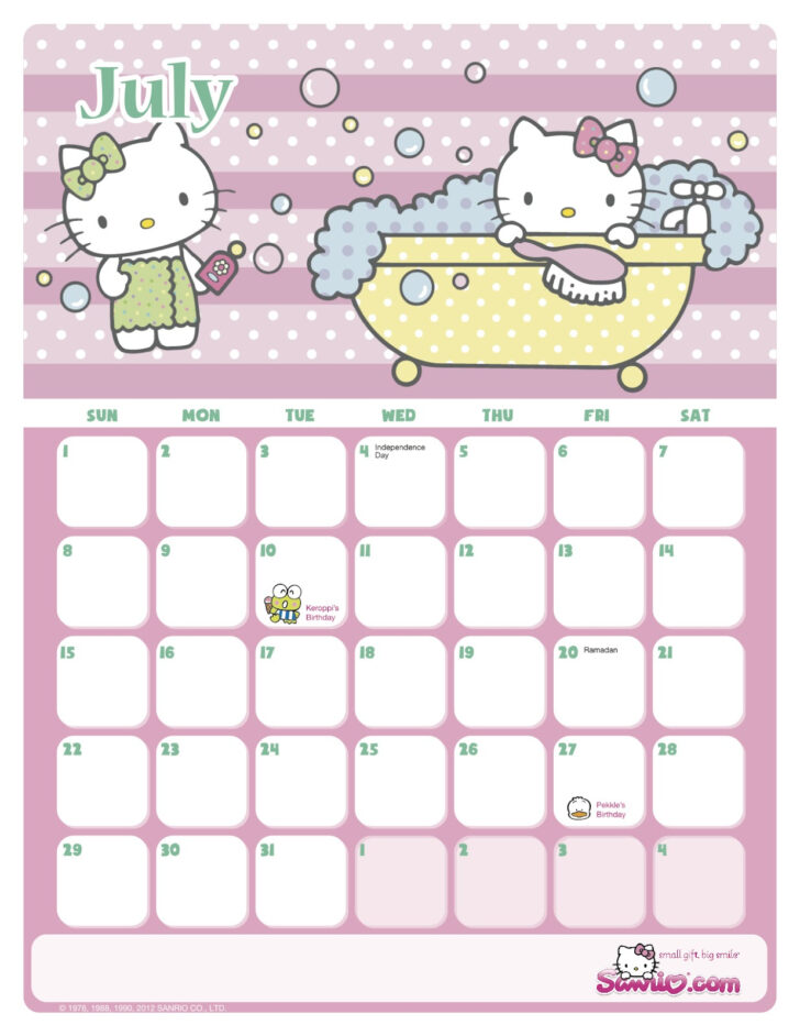 Printable Hello Kitty Calendar 2025