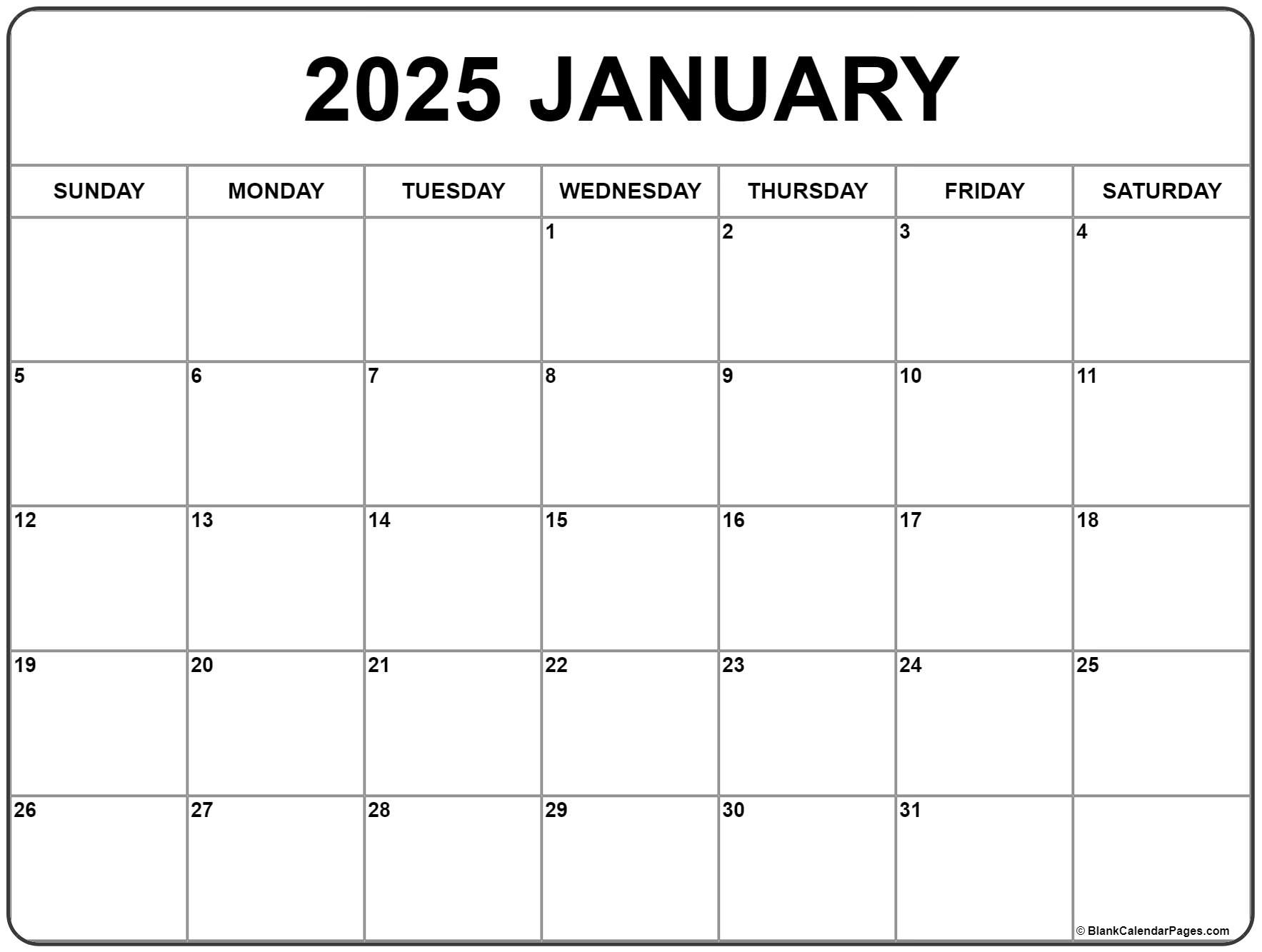 January 2025 Calendar | Free Printable Calendars intended for Free Printable Calendar 2025 Jan