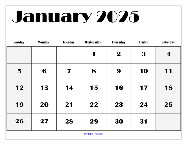 January Printable Calendar 2025 Wiki