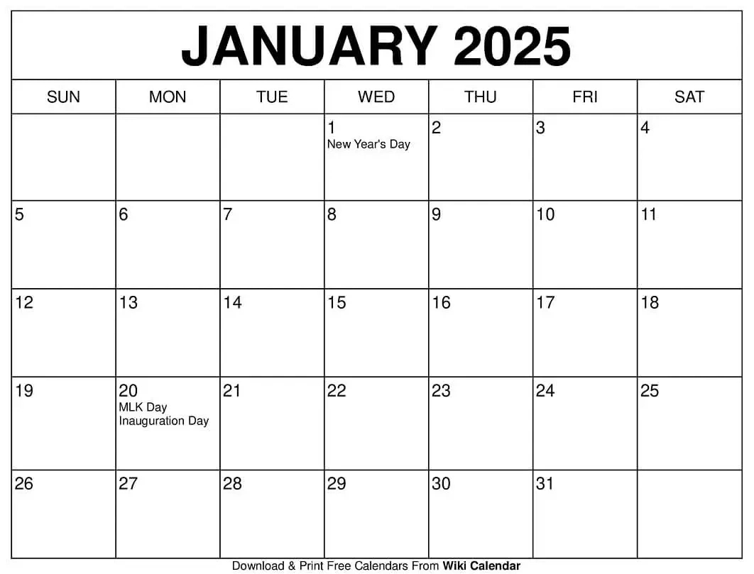 January 2025 Calendar - Printable Templates &amp;amp; More with regard to Wiki Calendar 2025 Printable