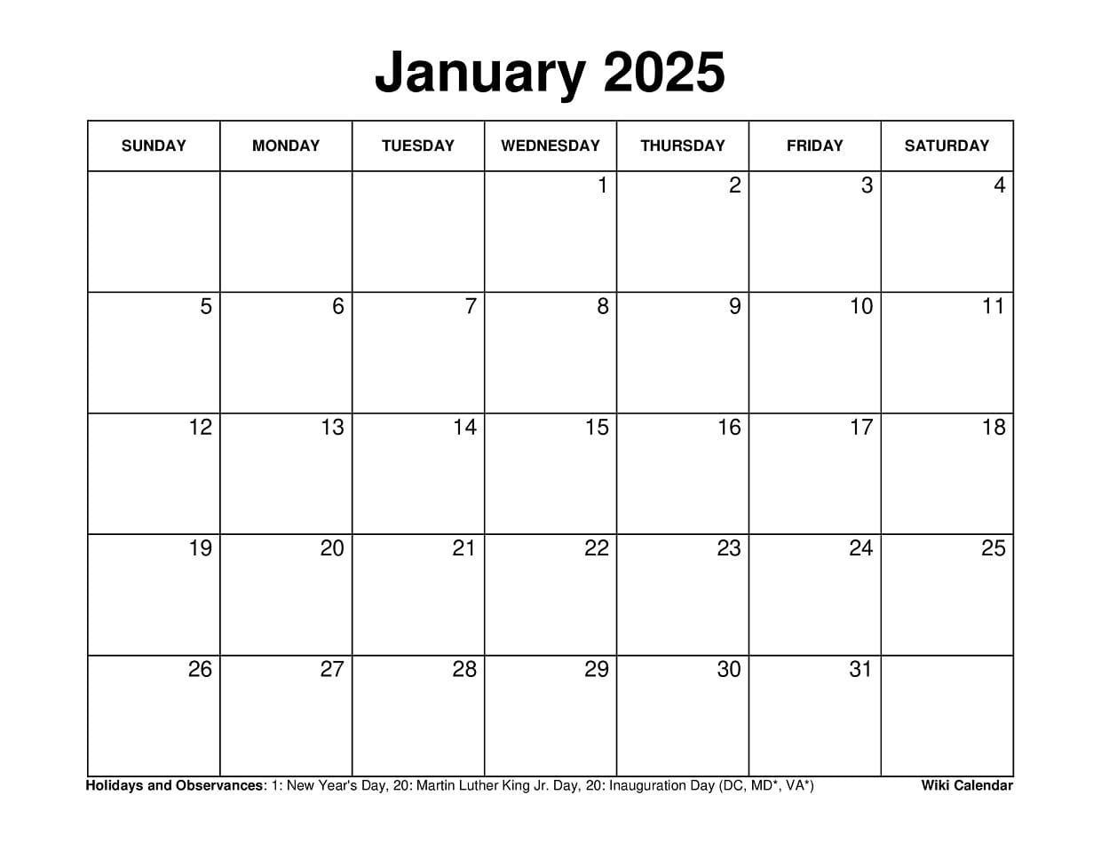 January 2025 Calendar Printable - Wiki Calendarwiki Calendar in Printable Calendar 2025 Reddit