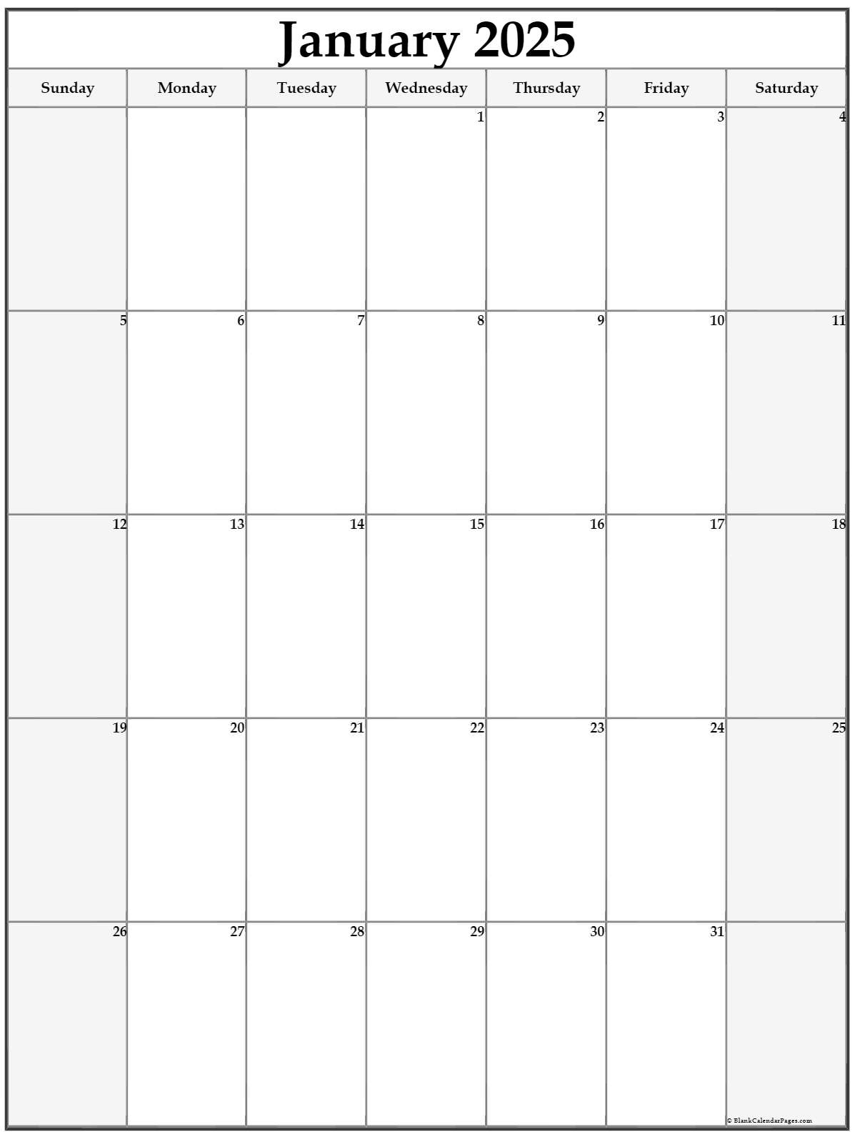 January 2025 Vertical Calendar | Portrait intended for Monthly Calendar 2025 Printable Portrait
