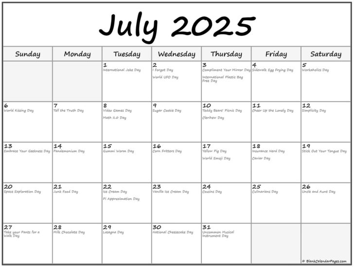 National Day Calendar July 2025