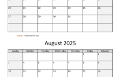 July And August 2025 Calendar | Wikidates for July And August  2025Printable Calendar