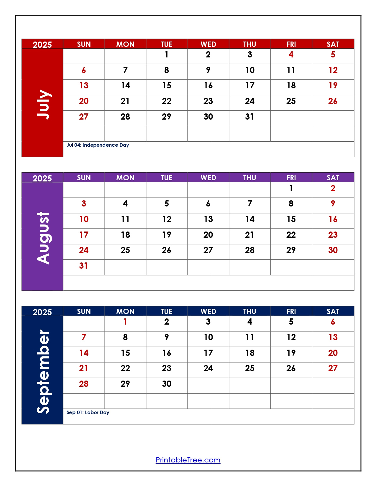 July To September 2025 Calendar Printable Pdf | Three Months Calendar throughout July August September Printable Calendar 2025