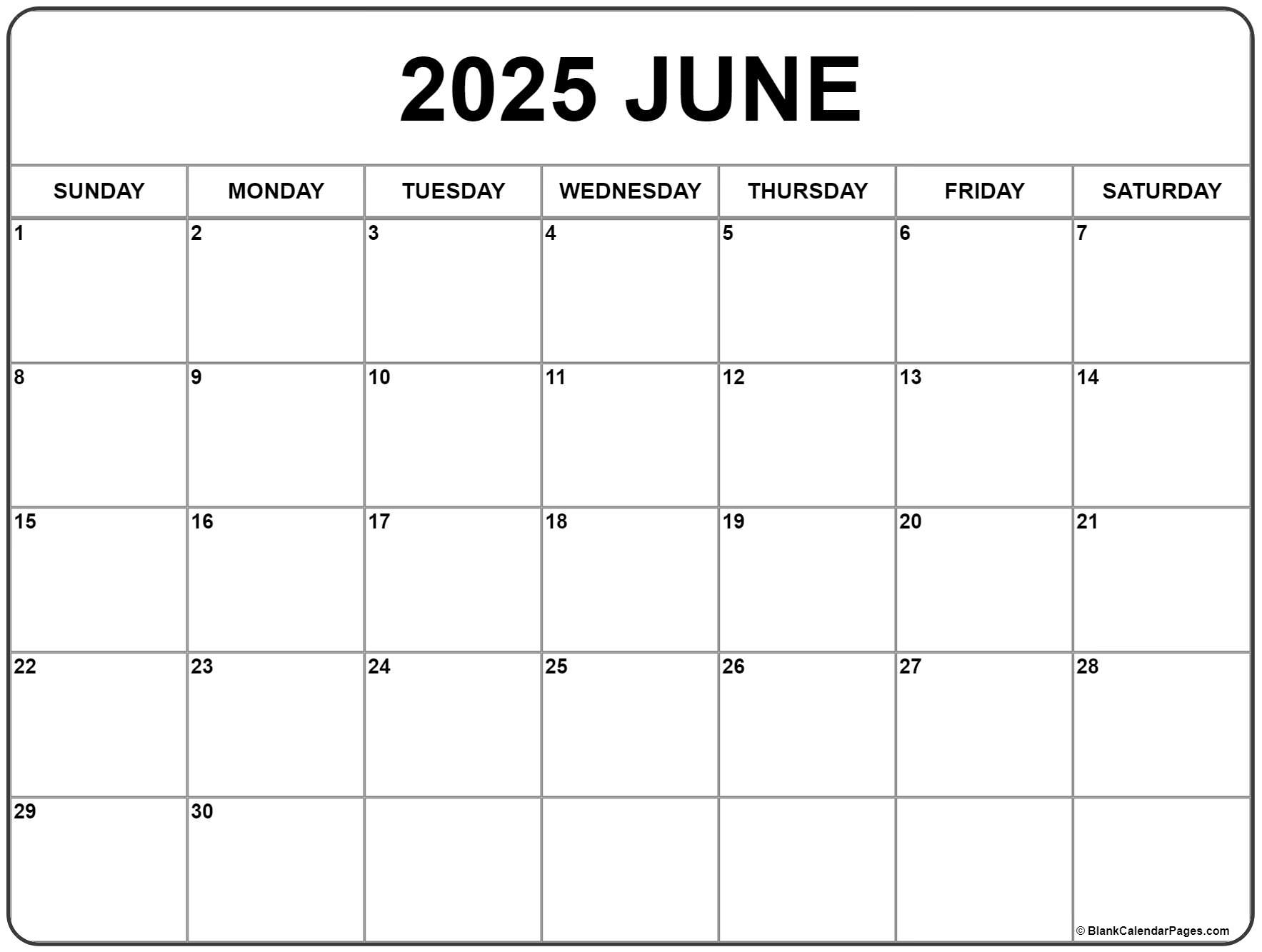 June 2025 Calendar | Free Printable Calendars regarding June 2025 Calendar Printable Free