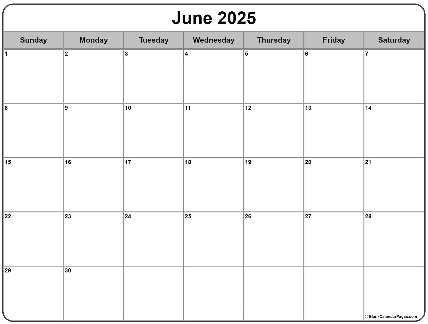 June 2025 Calendar | Free Printable Calendars regarding Printable Calendar 2025 June