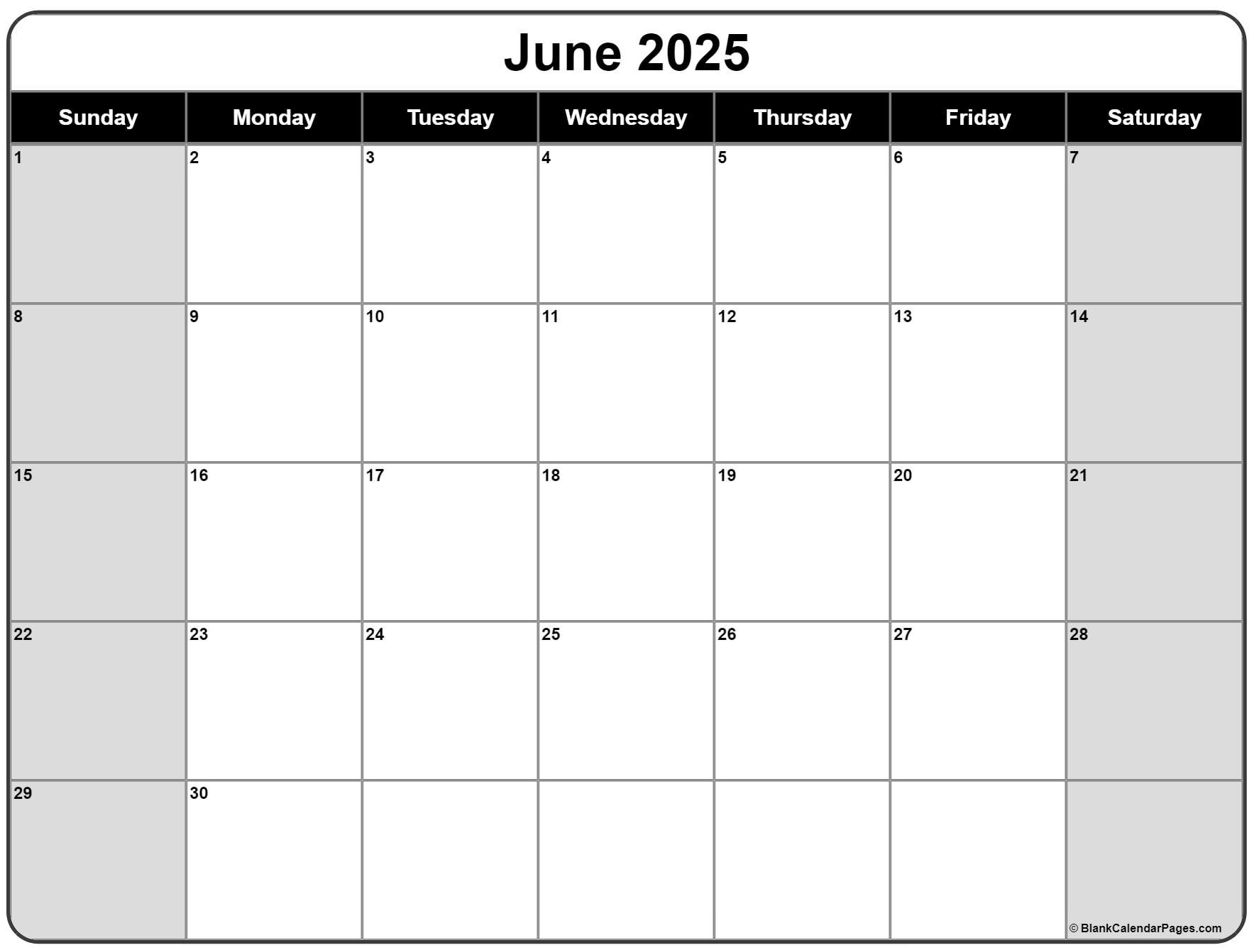 June 2025 Calendar | Free Printable Calendars within Printable Calendar 2025 Monthly June