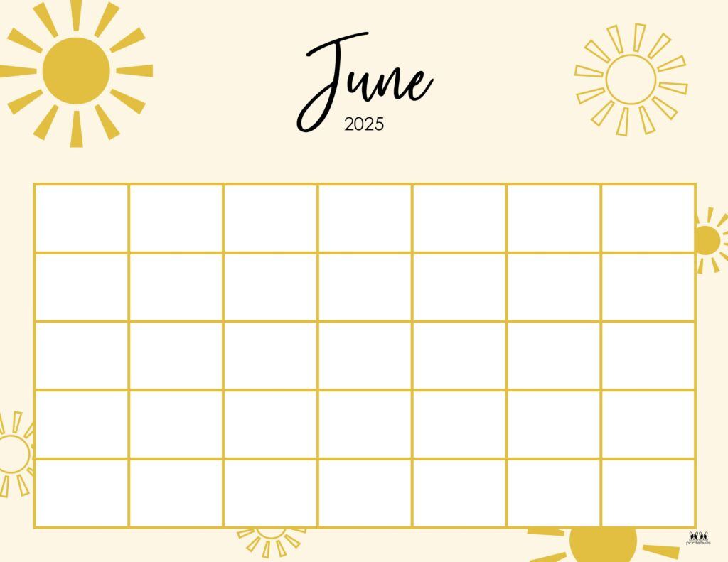 June 2025 Calendars - 107 Free Printables | Printabulls for June Printable Calendar 2025 with Lines