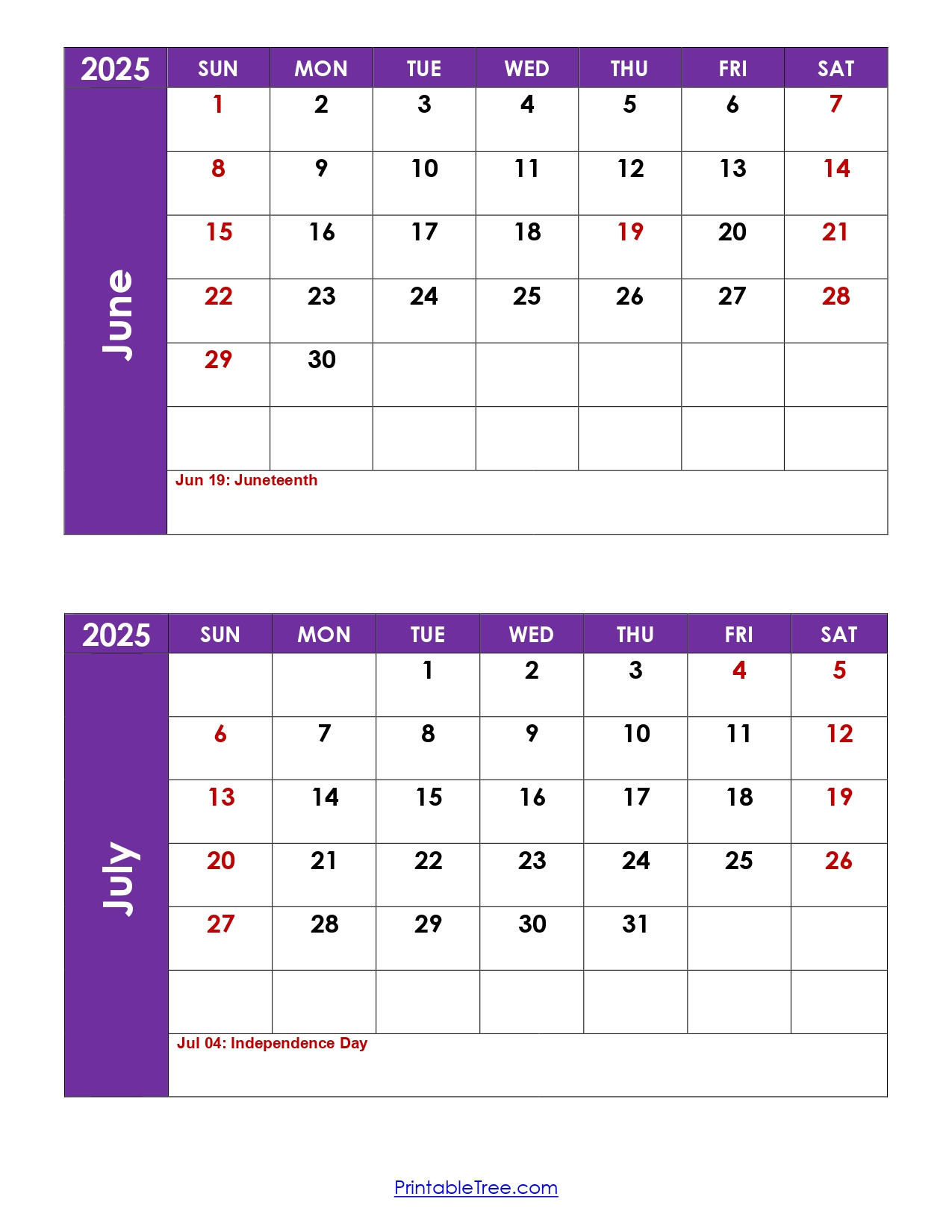 June And July 2025 Calendar Printable Pdf | Two Months Calendar regarding June and July Printable Calendar 2025