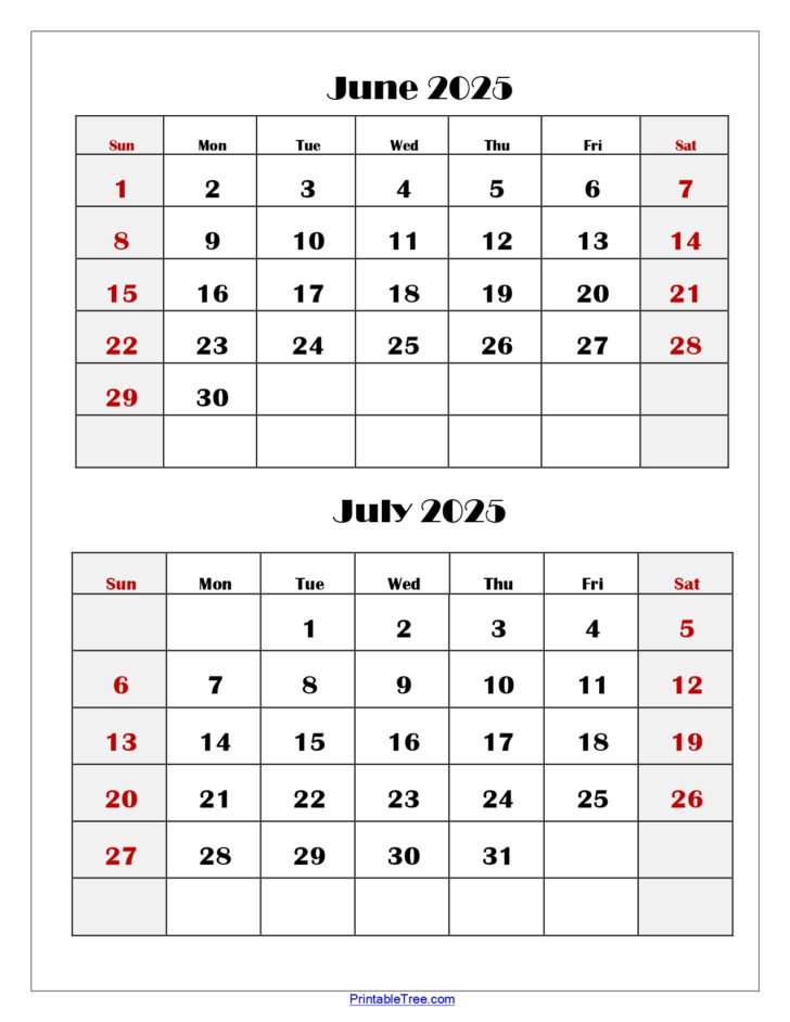 June July August Calendar 2025