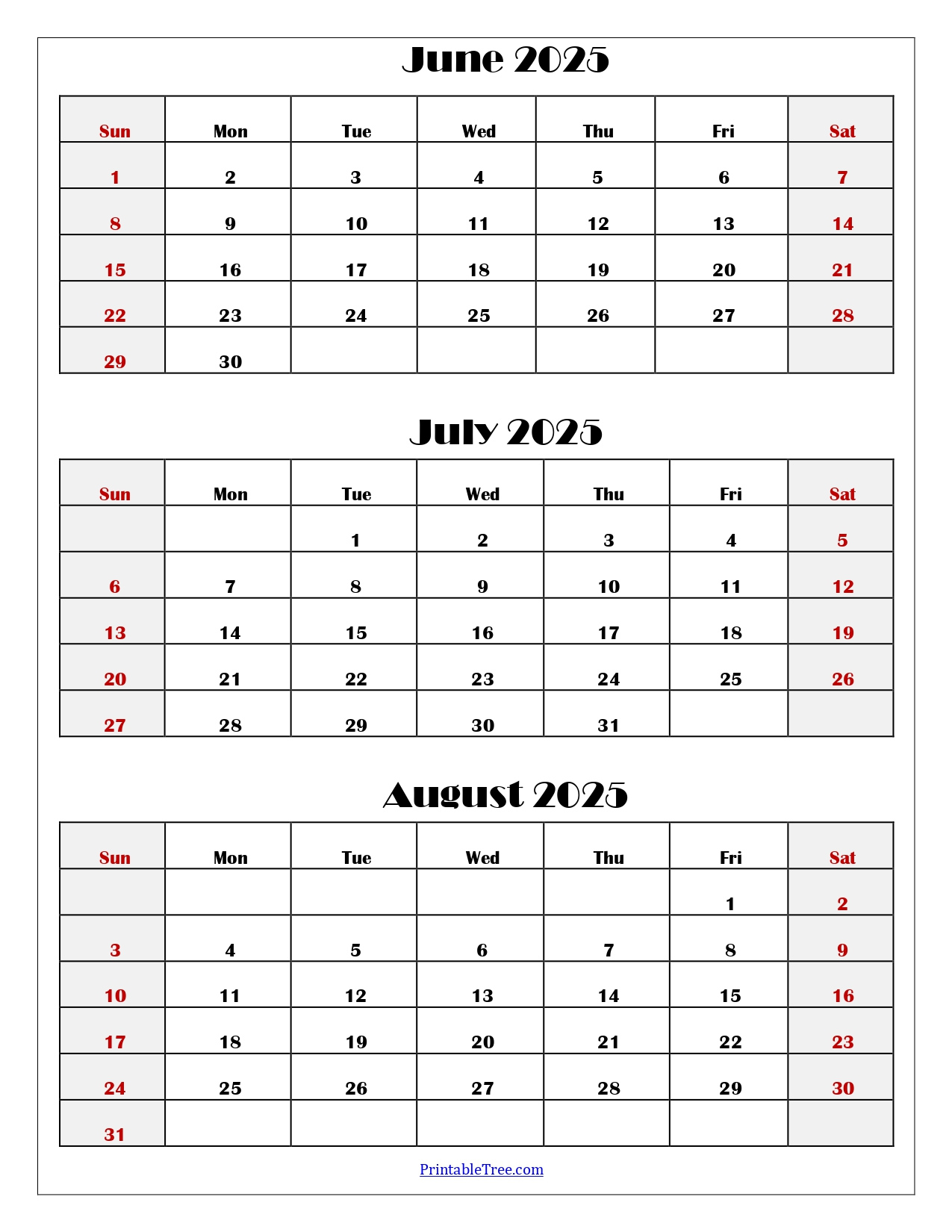 June To August 2025 Calendar Printable Pdf | Three Months Calendar regarding Printable 3 Month Calendar 2025 June July August