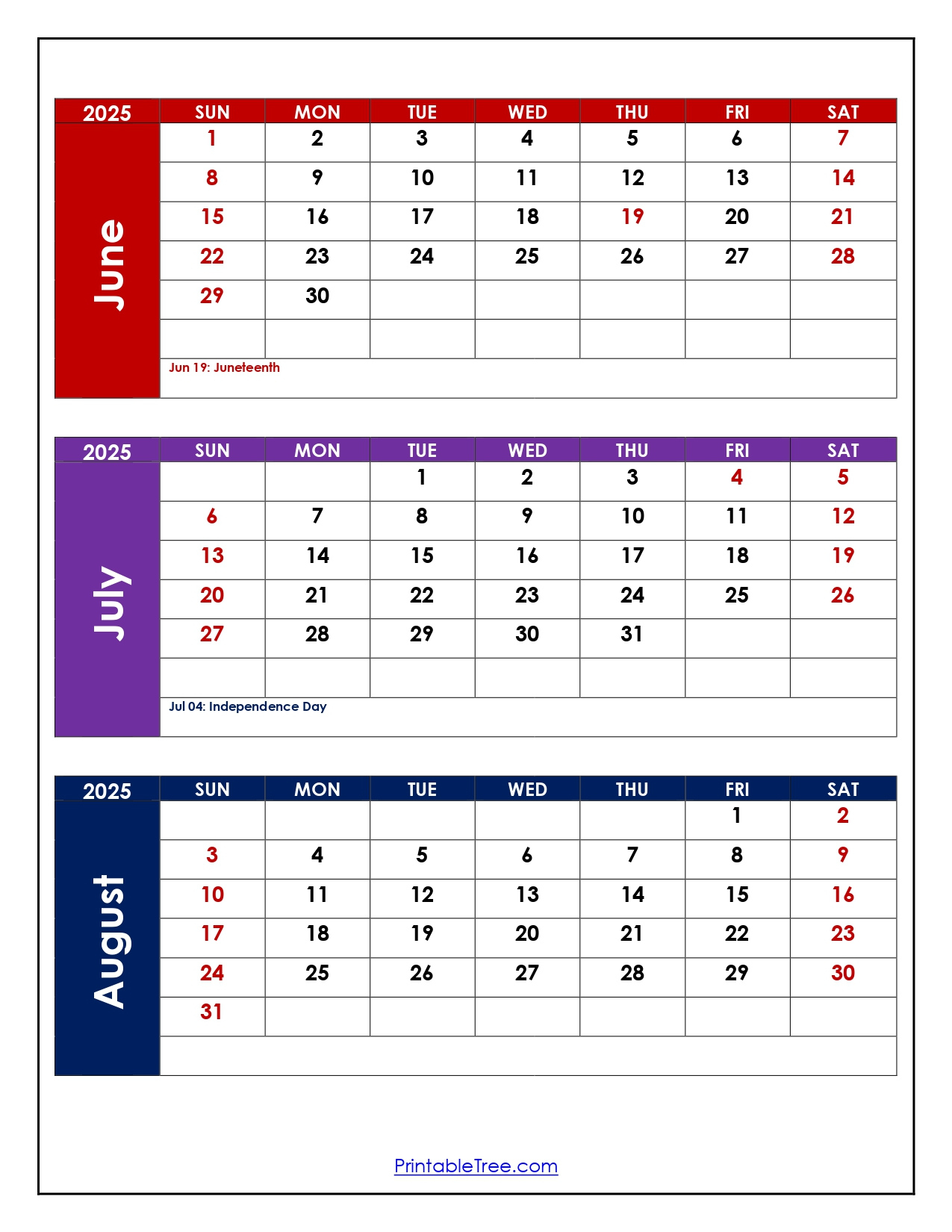 June To August 2025 Calendar Printable Pdf | Three Months Calendar with regard to Printable 3 Month Calendar 2025 June July August