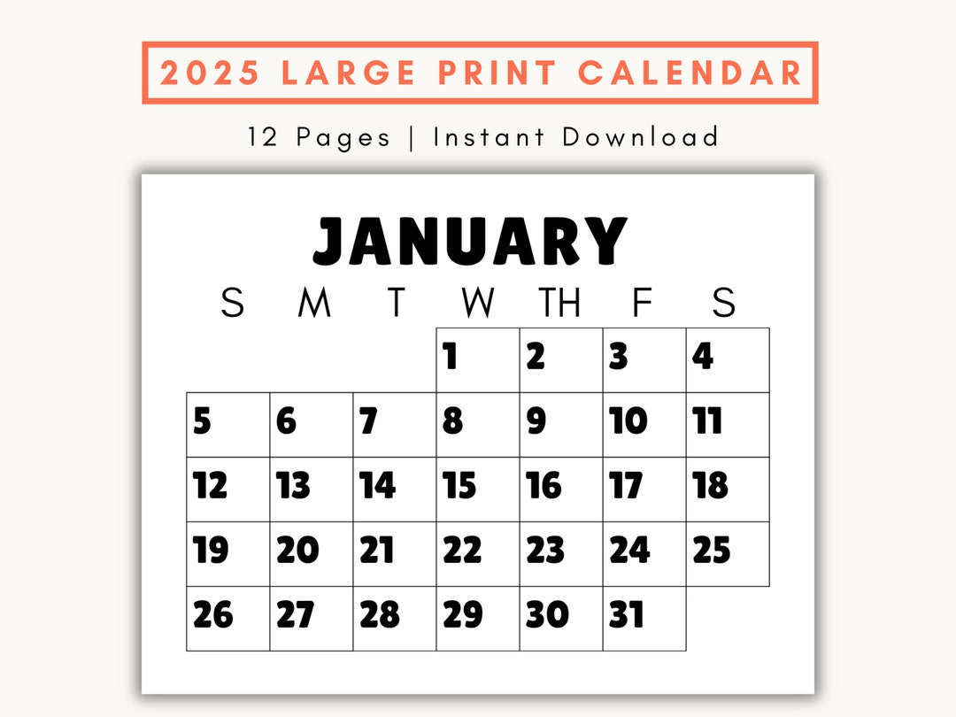 Large Print Monthly Calendar, 2025, Senior Citizen Calendar With pertaining to Printable Calendar 2025 Large Numbers