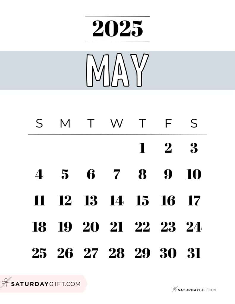 May 2025 Calendar - 23 Cute &amp;amp; Free Printables in Free Printable Calendar 2025 Saturday Gift