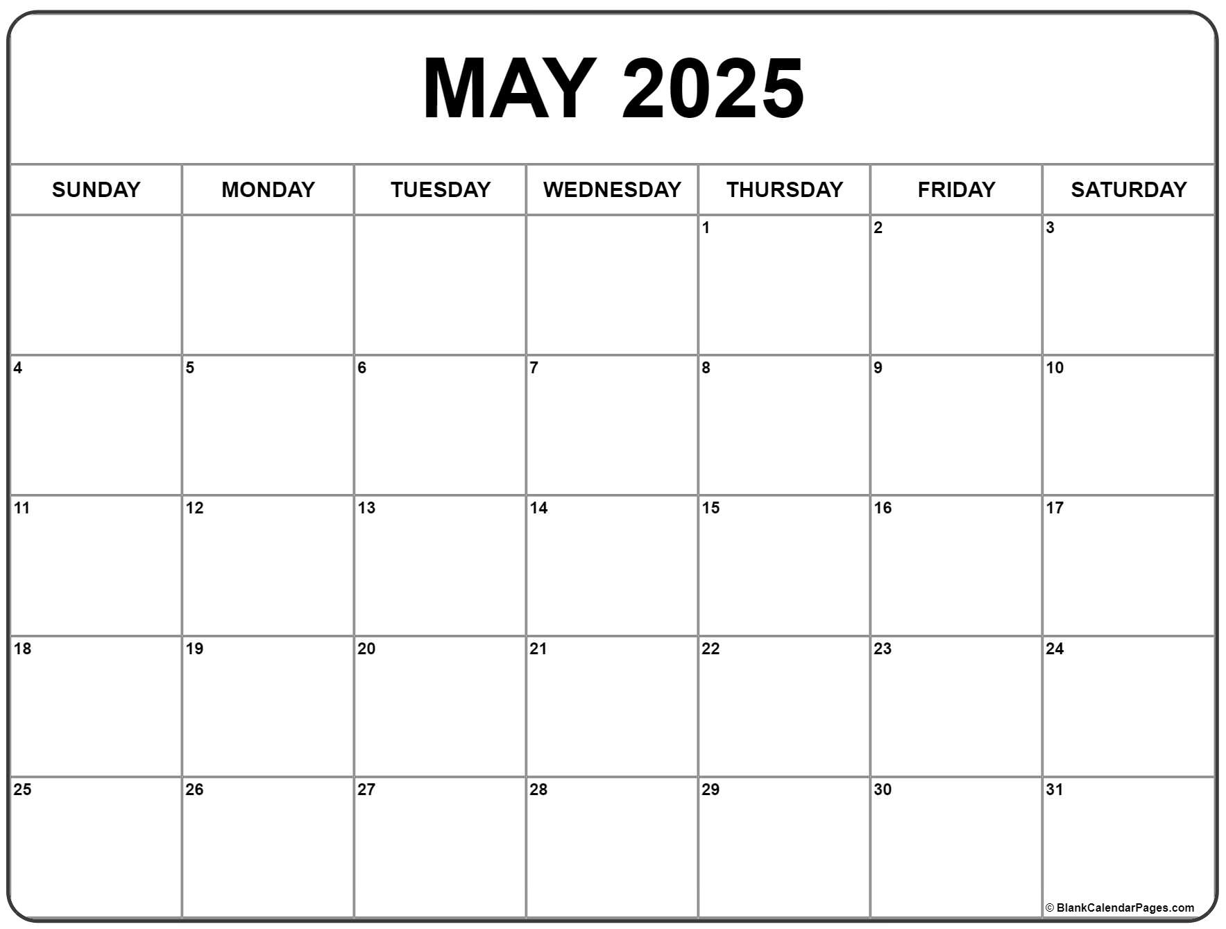 May 2025 Calendar | Free Printable Calendars with Free Printable Calendar 2025 Monthly May