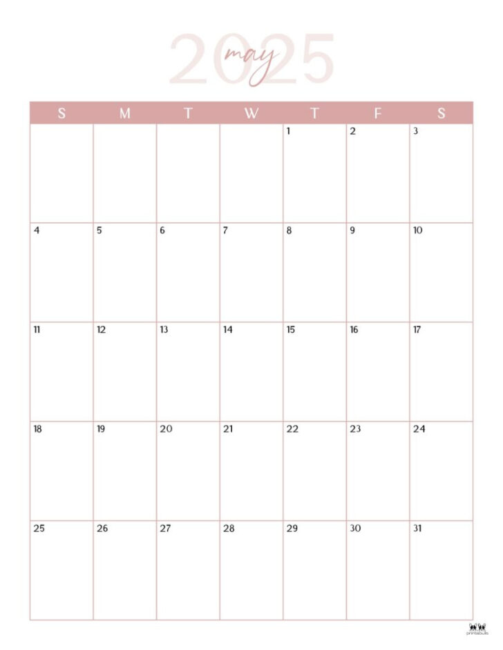 Printable Calendar 2025 No Weekends