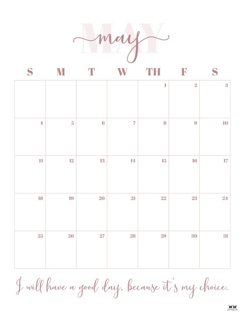 May 2025 Calendars - 107 Free Printables | Printabulls within 2025 Monthly Calendar Printable Portrait