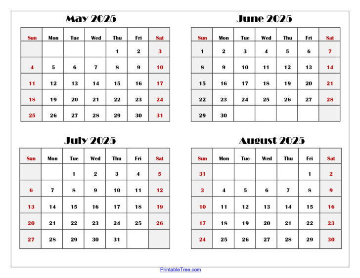 Calendar 2025 June July August