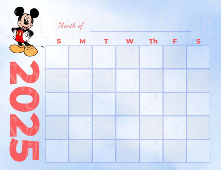 Disney Printable Calendar 2025