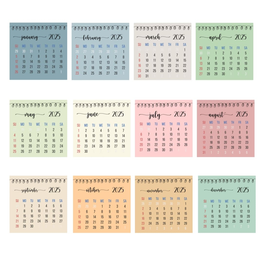 Mini Calendar 2025 Labels pertaining to Mini Printable Calendar 2025