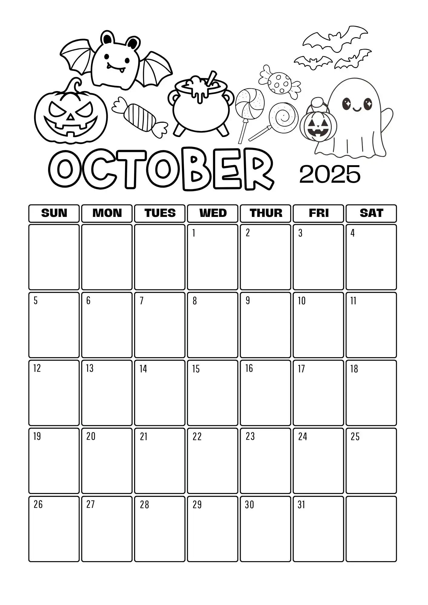 Monthly Colouring Calendar 2025 Printable - The Mummy Bubble inside Printable Calendar 2025 To Color