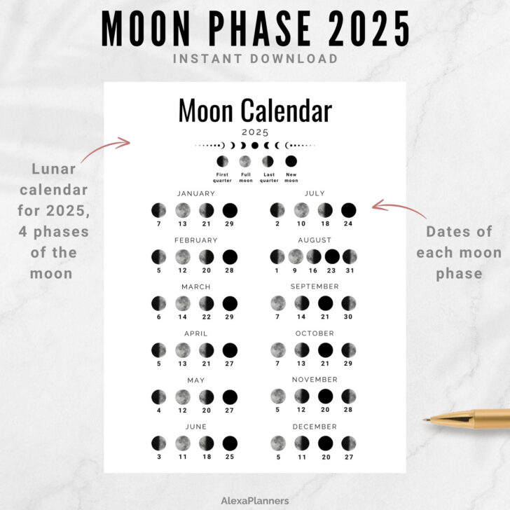 Printable Calendar 2025 with Lunar Dates