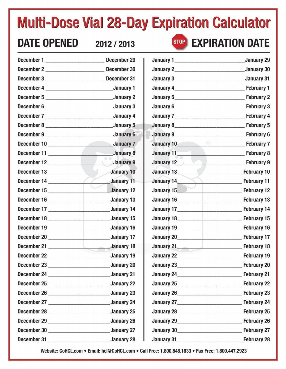 Multi-Dose Vial 28-Day Expiration Calculator regarding Printable Multi Dose Vial 28 Day Expiration Calendar 2024 2025