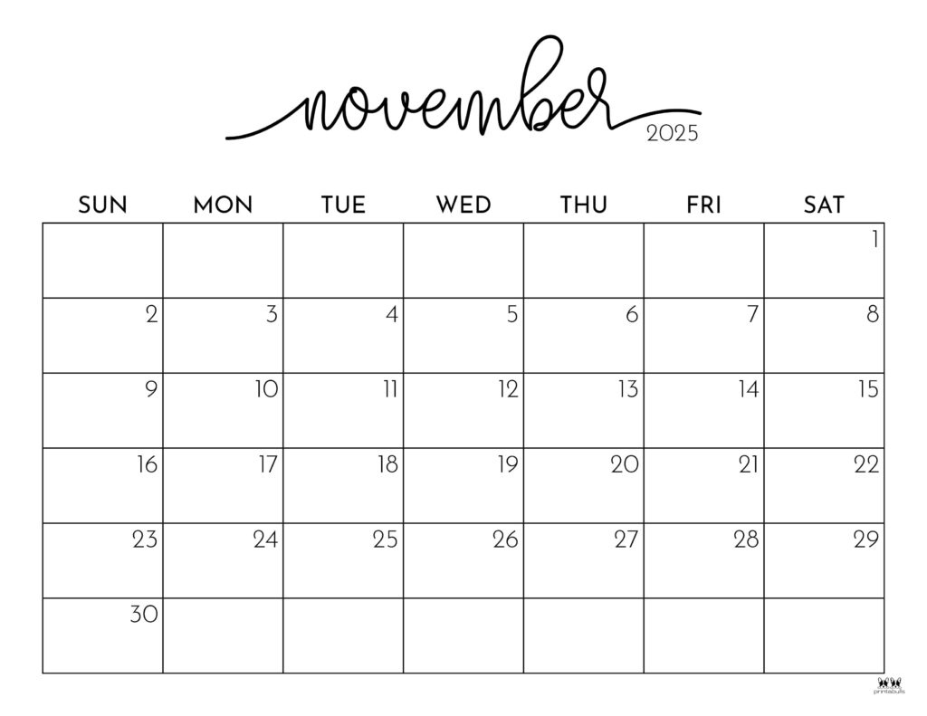 November 2025 Calendars - 107 Free Printables | Printabulls regarding November Printable Calendar 2025