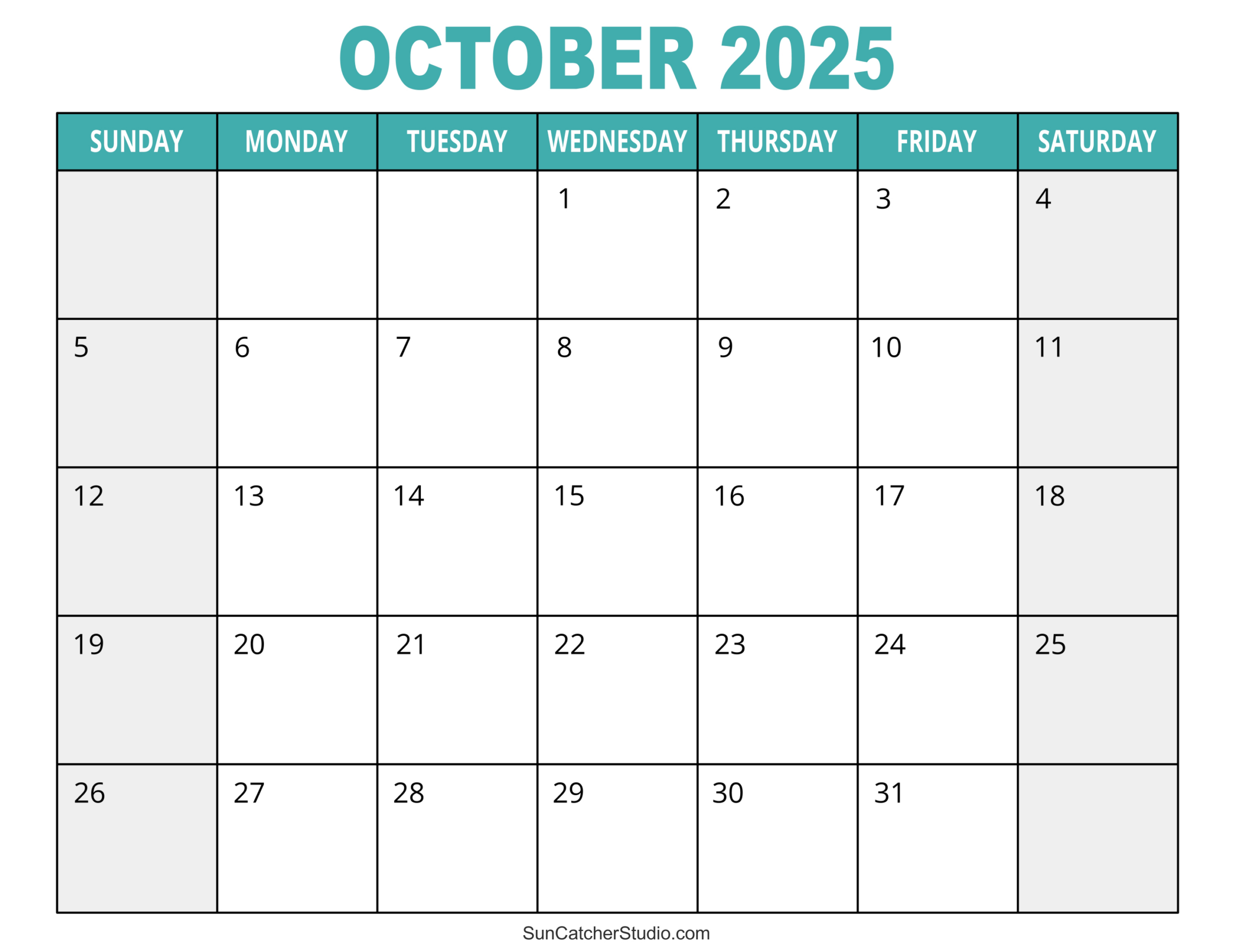 October 2025 Calendar (Free Printable) – Free Printables inside Printable Calendar 2025