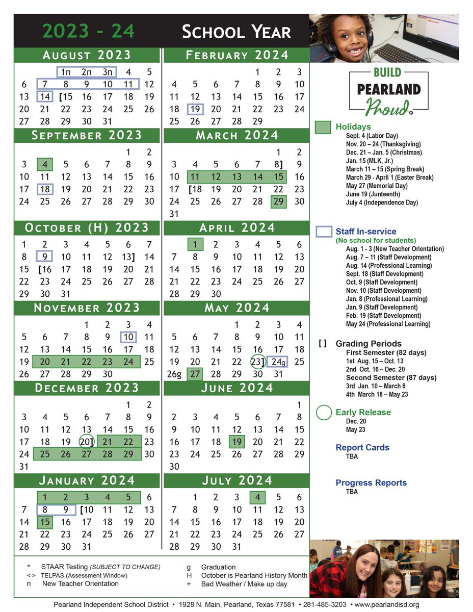 Pearland Isd On X: &amp;quot;The Board Of Trustees Approved The 2023-24 regarding Pearland Isd Calendar 2024 2025 Printable