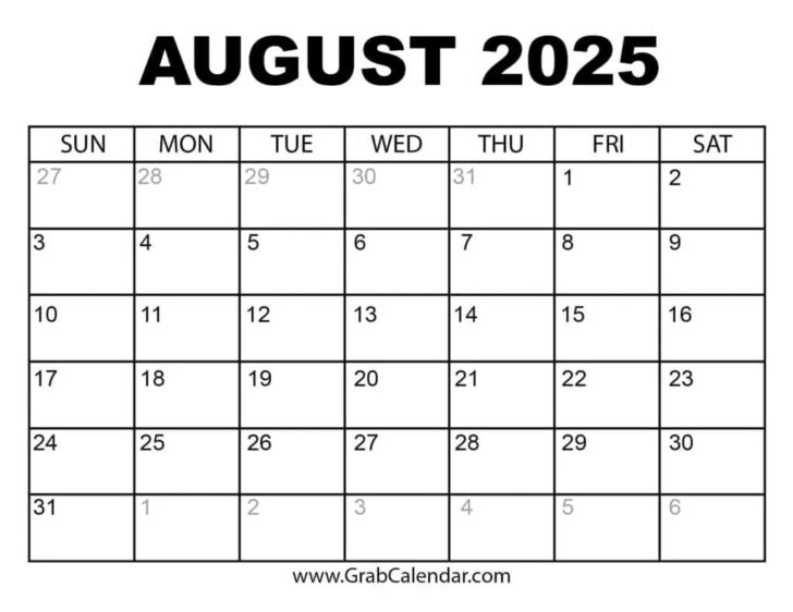 August Calendar 2025
