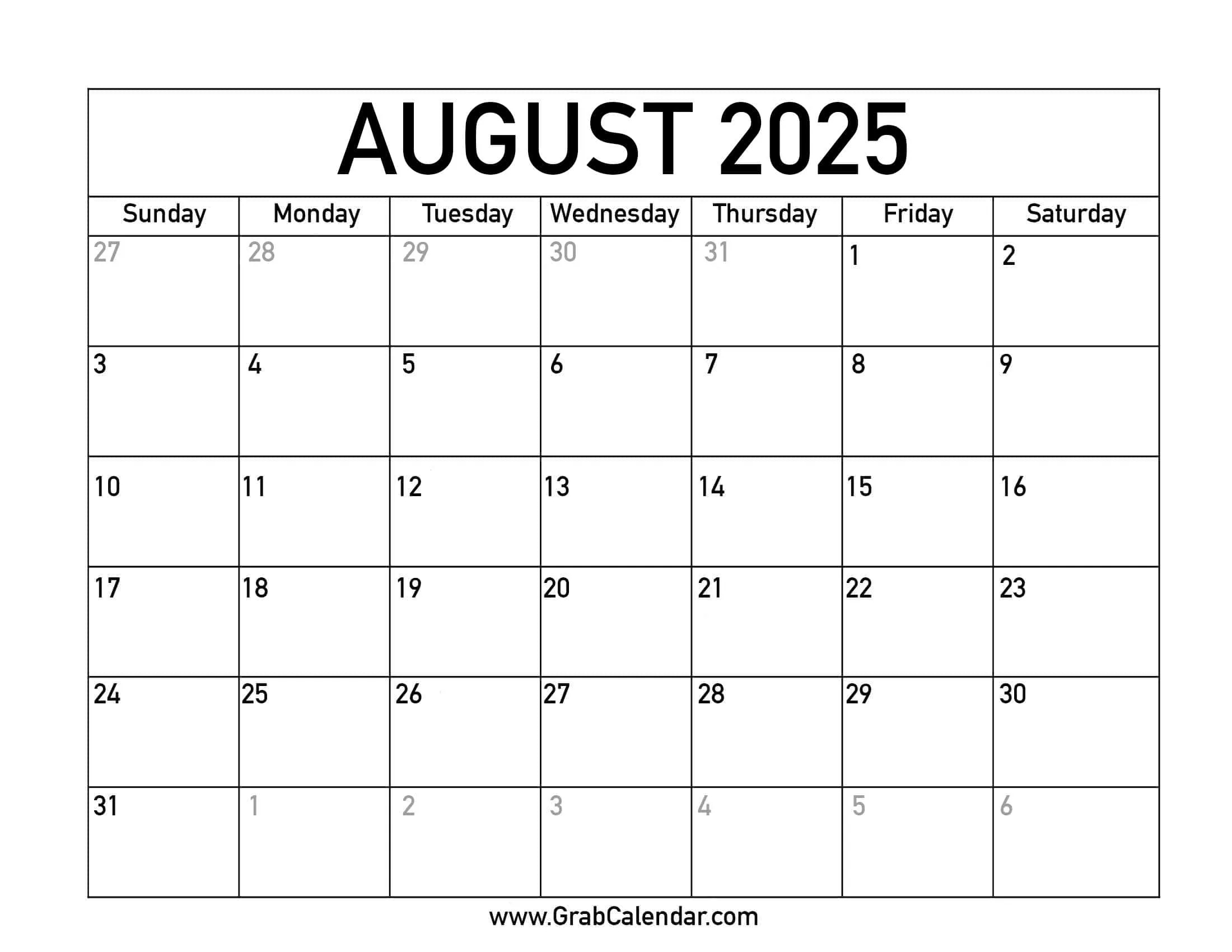 Printable August 2025 Calendar with regard to August Calendar 2025 Event/Holidays