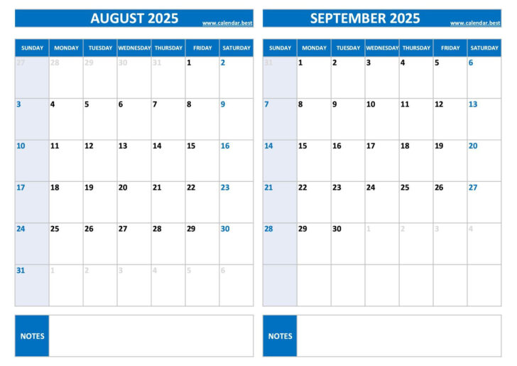 Printable Calendar August September 2025