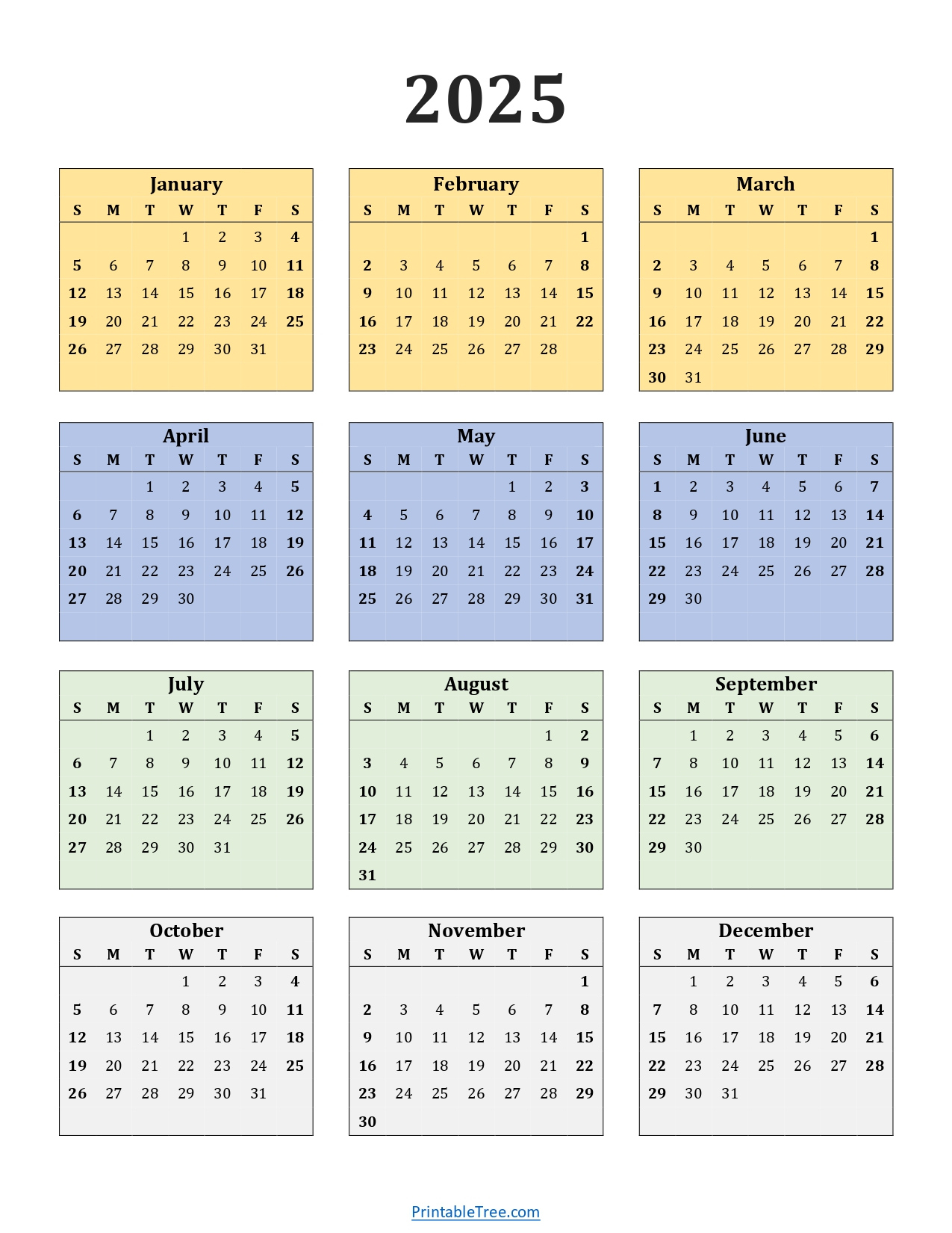 Printable Calendar 2025 One Page With Holidays (Single Page) 2025 in Printable Calendar 2025 In Color