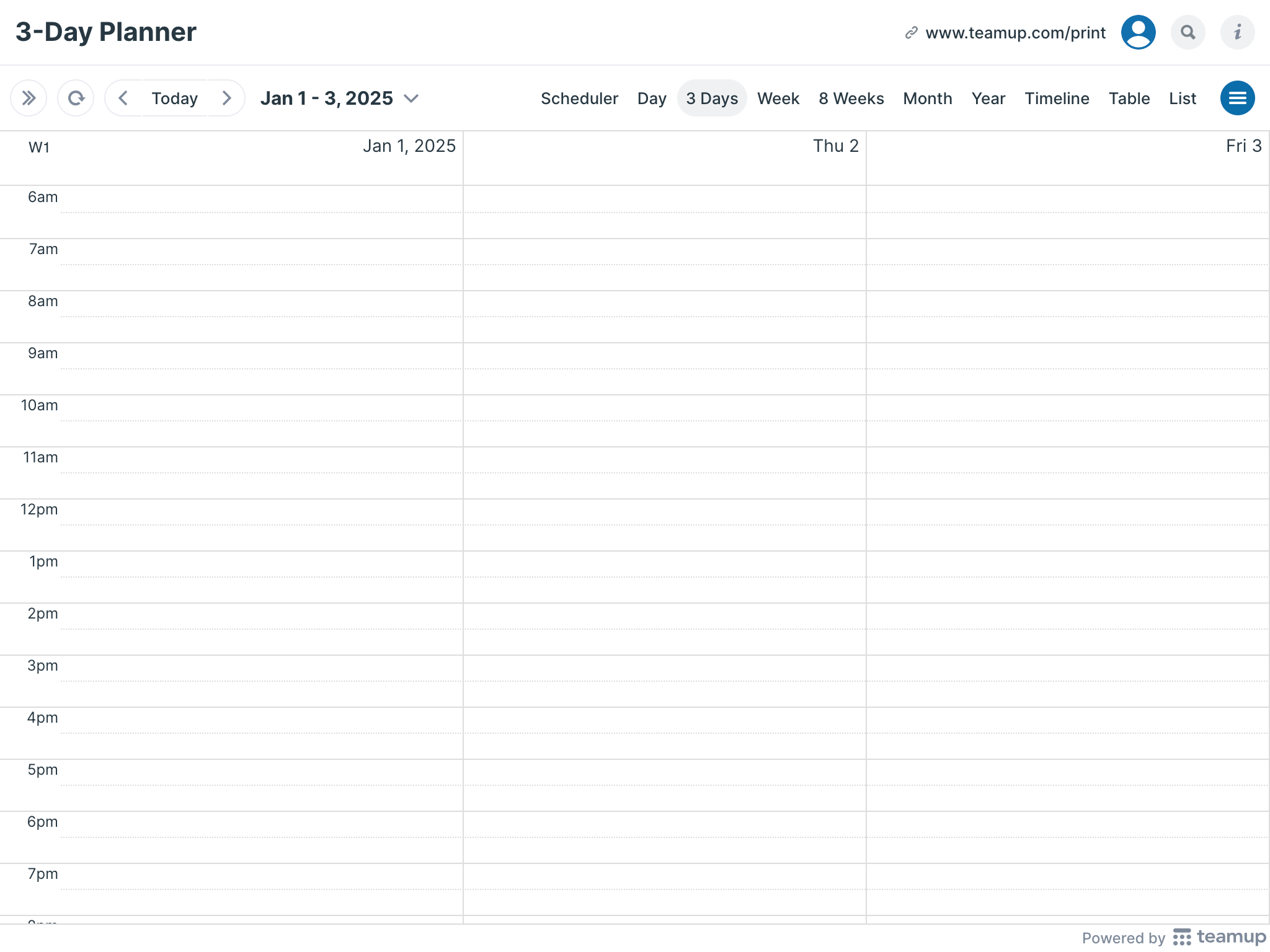 Printable Calendars - Teamup inside Daily Calendar 2025 Printable