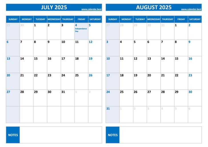 June July August 2025 Calendar
