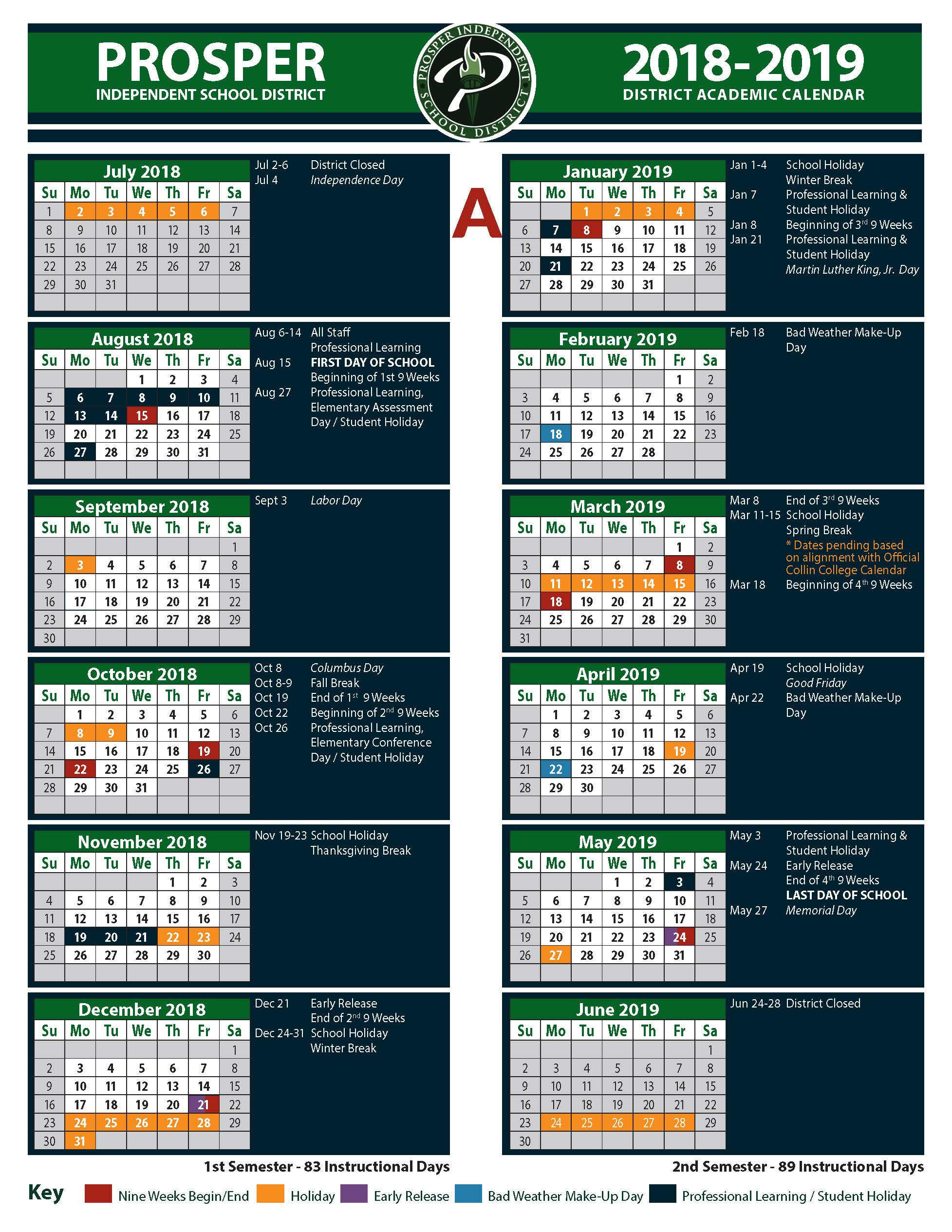 Prosper 24-25 Calendar within Prosper Isd 2024 2025 Calendar Printable