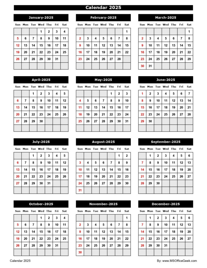 Printable Calendar 2025 Microsoft