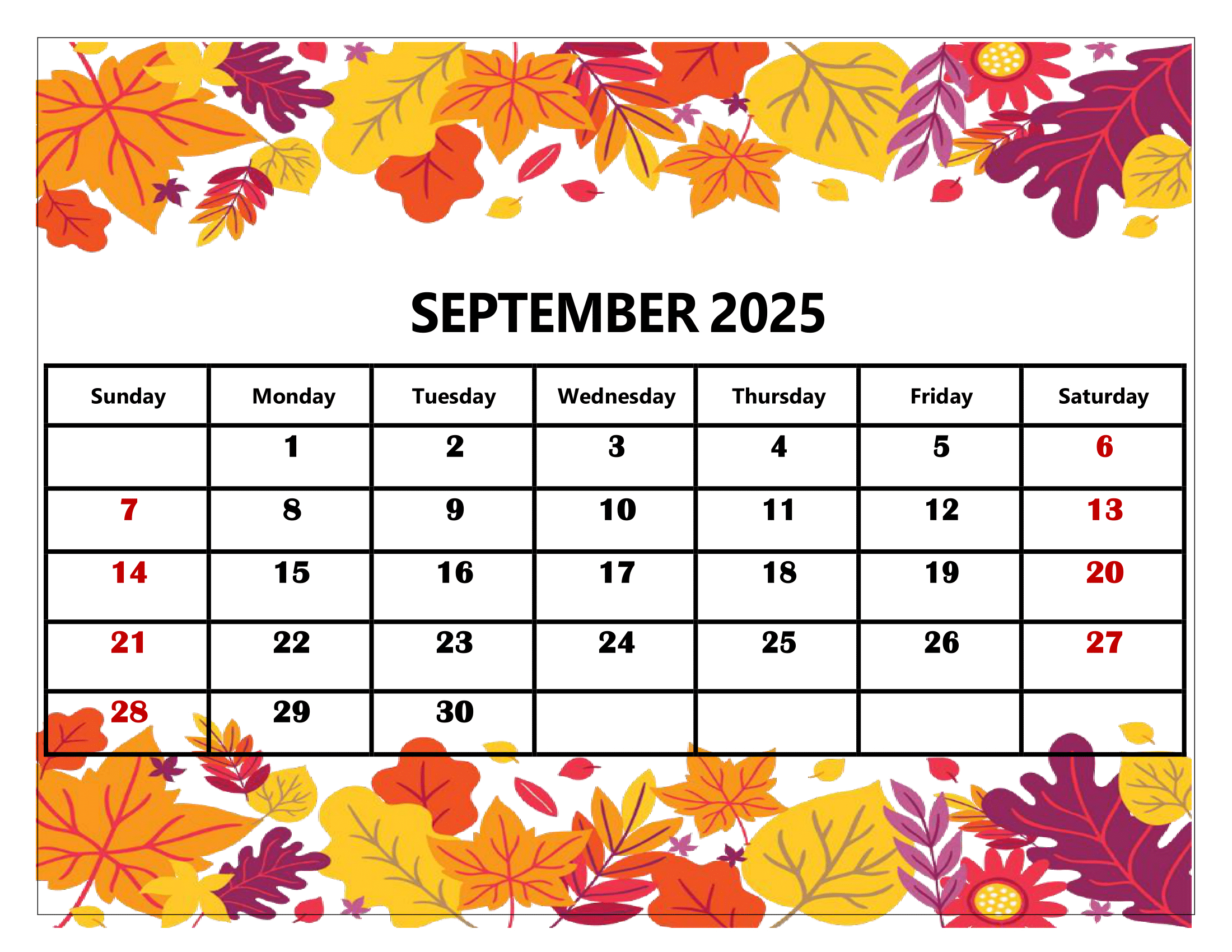 September 2025 Calendar Printable Pdf Template With Holidays throughout Free Printable September 2025 Calendar with Holidays