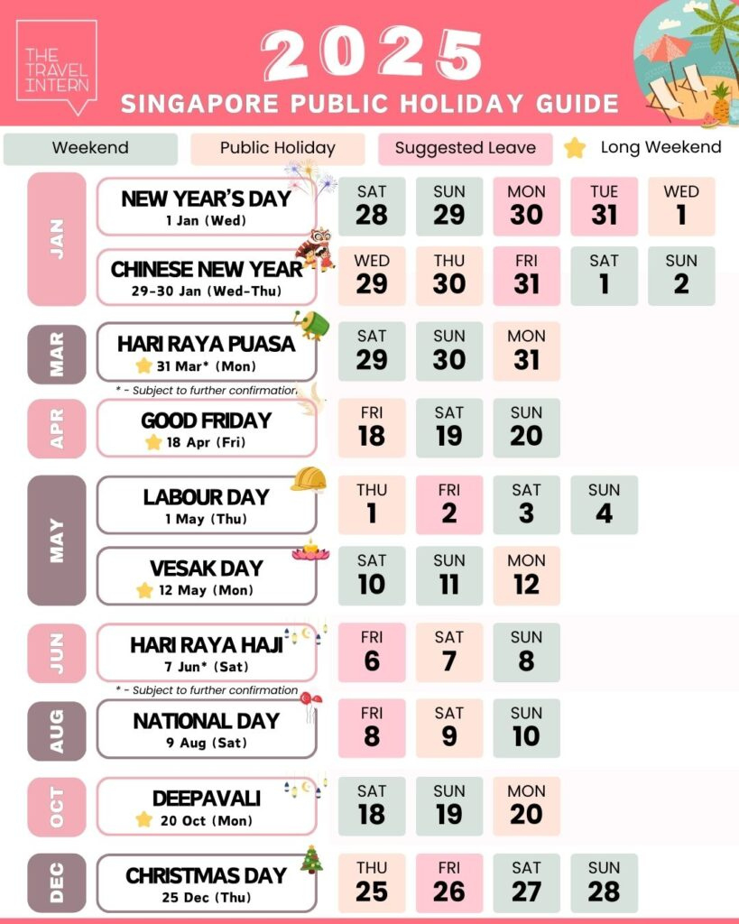 Singapore Public Holidays 2025 — How To Plan Your Leaves For 10 with Printable Calendar 2025 Singapore